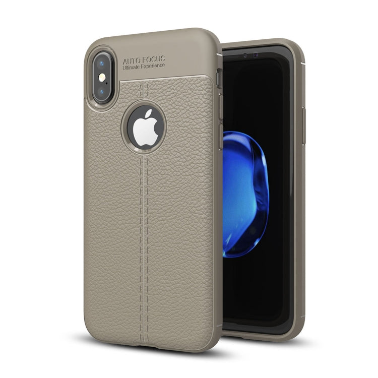 For iPhone X / XS Litchi Texture TPU Protective Back Cover Case