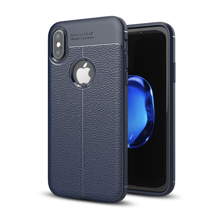For iPhone X / XS Litchi Texture TPU Protective Back Cover Case