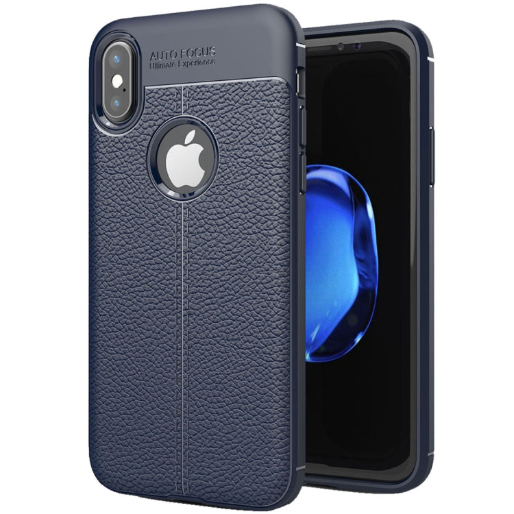 For iPhone X / XS Litchi Texture TPU Protective Back Cover Case