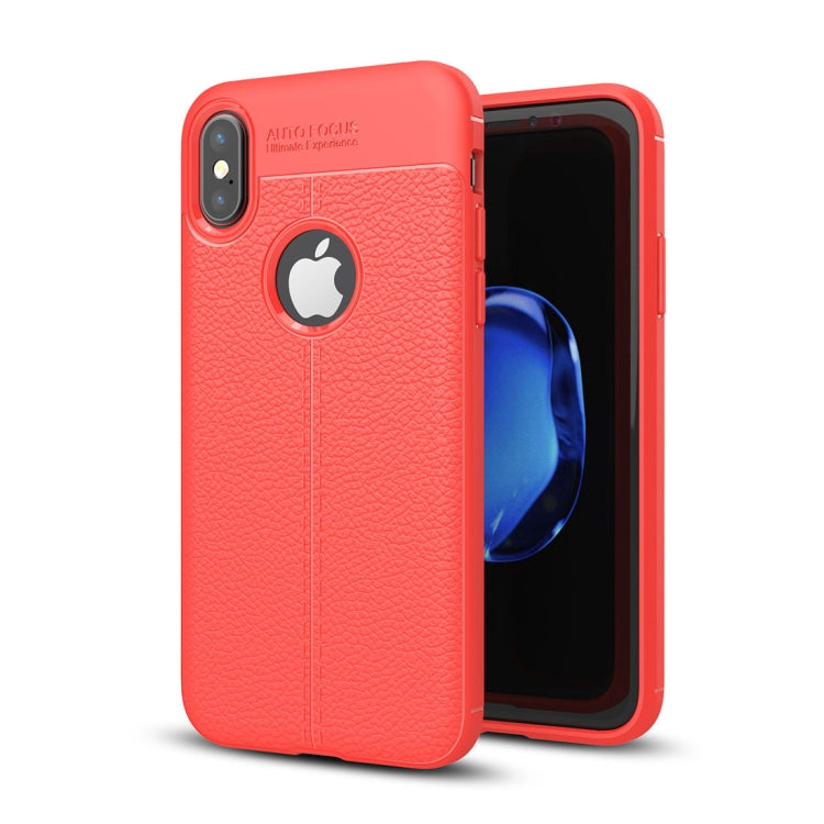 For iPhone X / XS Litchi Texture TPU Protective Back Cover Case