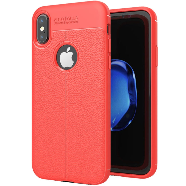 For iPhone X / XS Litchi Texture TPU Protective Back Cover Case