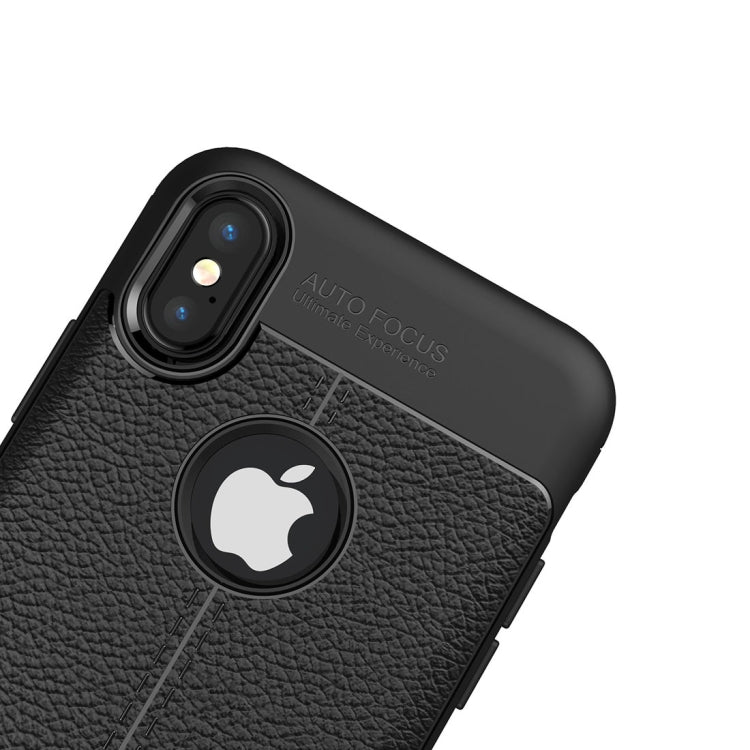 For iPhone X / XS Litchi Texture TPU Protective Back Cover Case