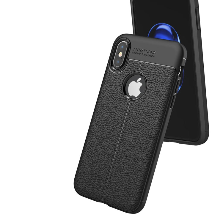For iPhone X / XS Litchi Texture TPU Protective Back Cover Case
