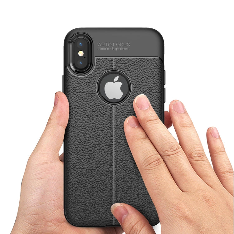 For iPhone X / XS Litchi Texture TPU Protective Back Cover Case