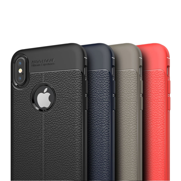For iPhone X / XS Litchi Texture TPU Protective Back Cover Case