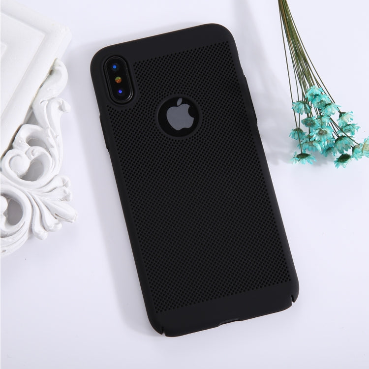 For iPhone X / XS Fuel Injection Breathable Mesh PC Anti-Scratch Protective Cover Case