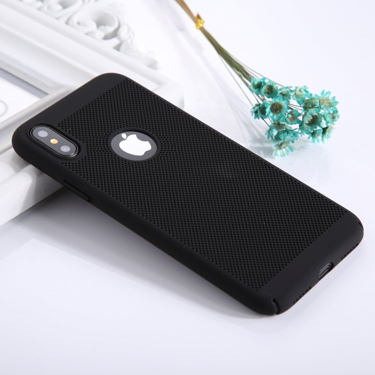For iPhone X / XS Fuel Injection Breathable Mesh PC Anti-Scratch Protective Cover Case