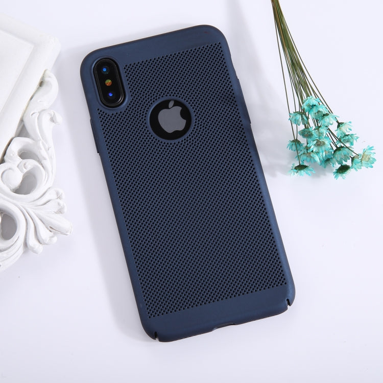 For iPhone X / XS Fuel Injection Breathable Mesh PC Anti-Scratch Protective Cover Case