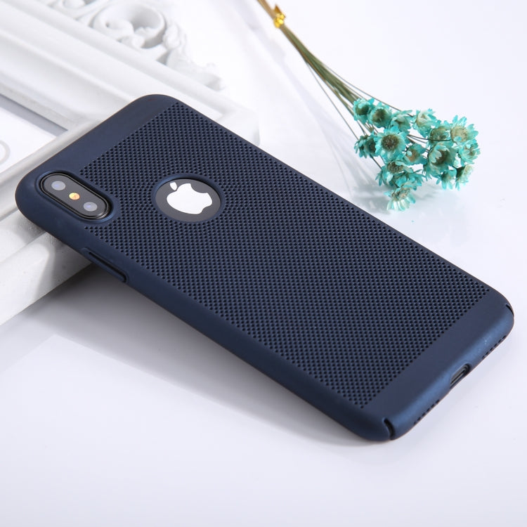 For iPhone X / XS Fuel Injection Breathable Mesh PC Anti-Scratch Protective Cover Case