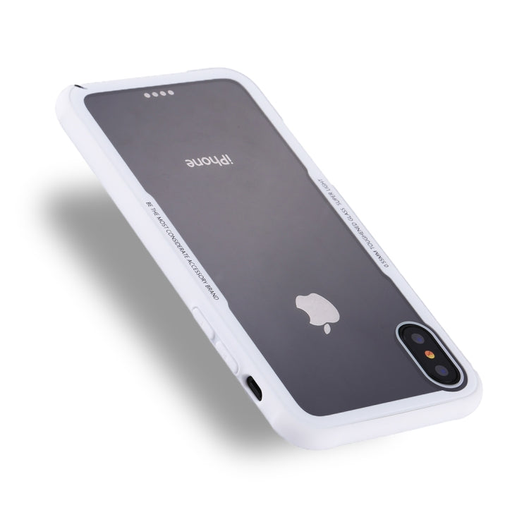 For iPhone X / XS TPU + Toughened Glass Protective Back Cover Case