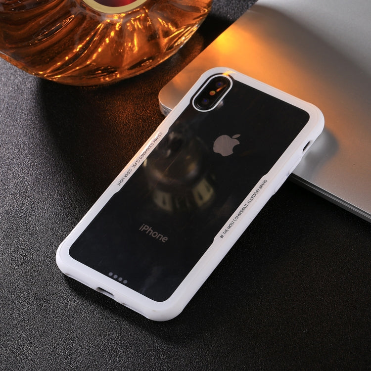 For iPhone X / XS TPU + Toughened Glass Protective Back Cover Case