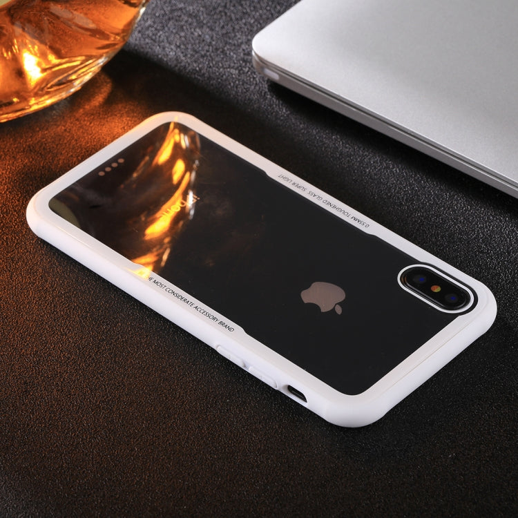 For iPhone X / XS TPU + Toughened Glass Protective Back Cover Case