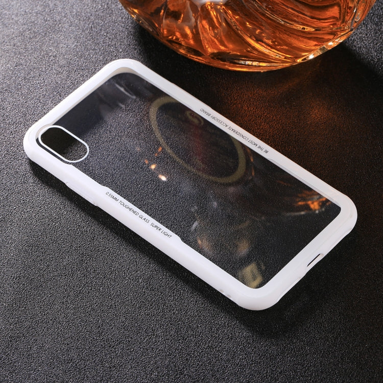 For iPhone X / XS TPU + Toughened Glass Protective Back Cover Case