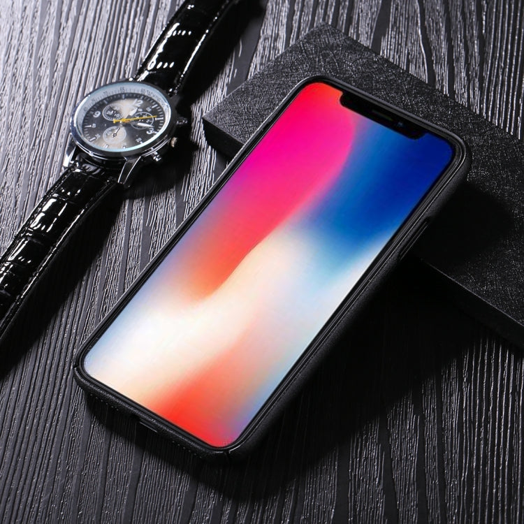For iPhone X / XS PC Oil Painting + Metal Electroplating Breathable Mesh Protective Back Cover Case with Holder