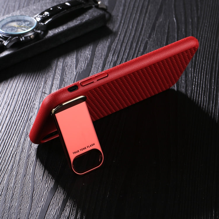For iPhone X / XS PC Oil Painting + Metal Electroplating Breathable Mesh Protective Back Cover Case with Holder