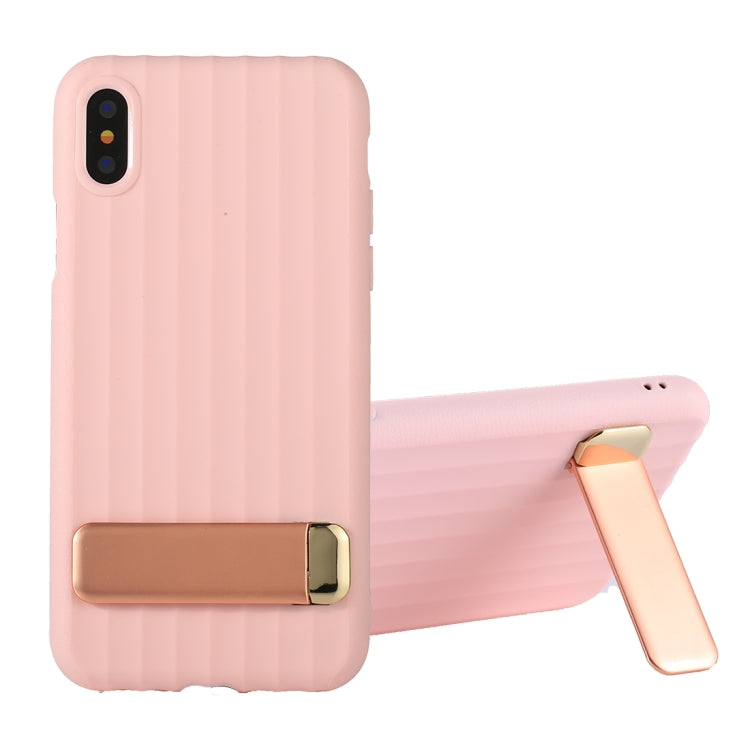 For iPhone X / XS TPU + PC Protective Back Cover Case with Metal Holder