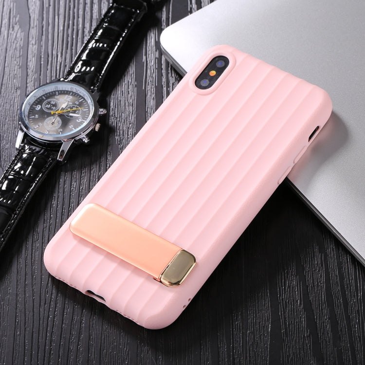 For iPhone X / XS TPU + PC Protective Back Cover Case with Metal Holder