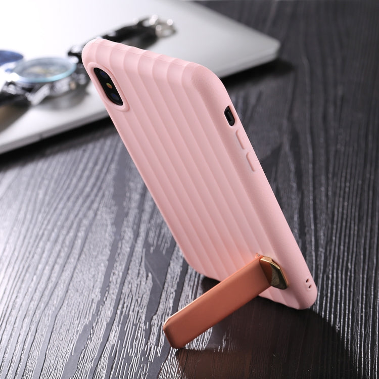 For iPhone X / XS TPU + PC Protective Back Cover Case with Metal Holder