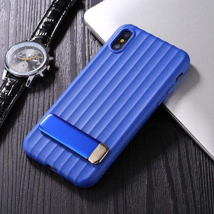 For iPhone X / XS TPU + PC Protective Back Cover Case with Metal Holder