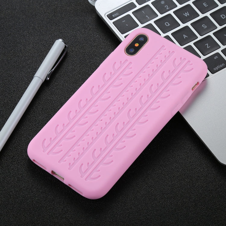 For iPhone X / XS Tire Texture Candy Color Silicone Soft