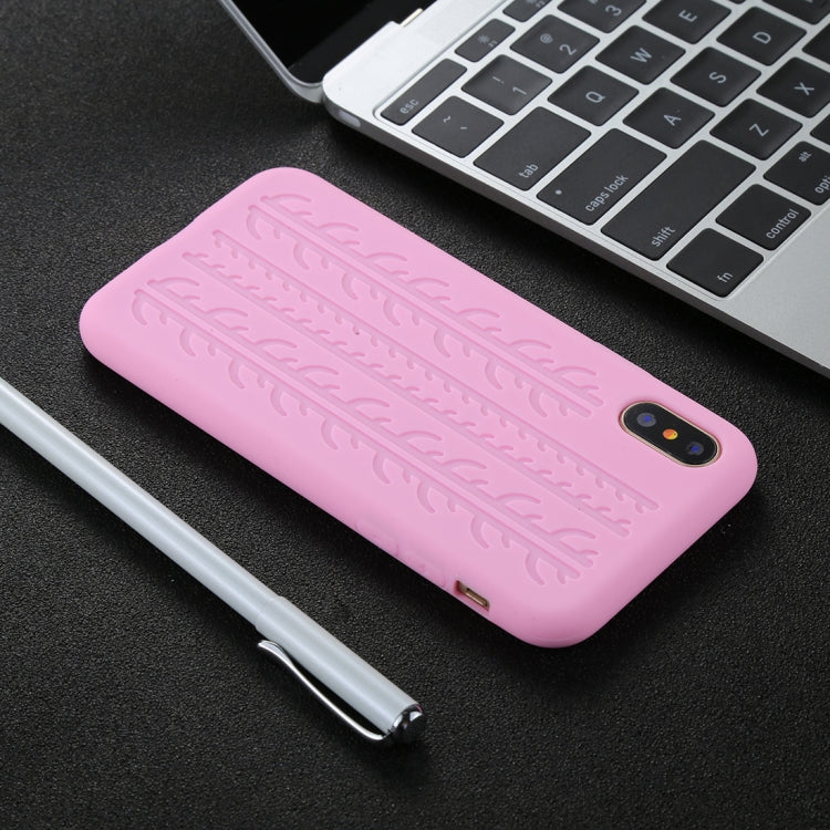 For iPhone X / XS Tire Texture Candy Color Silicone Soft