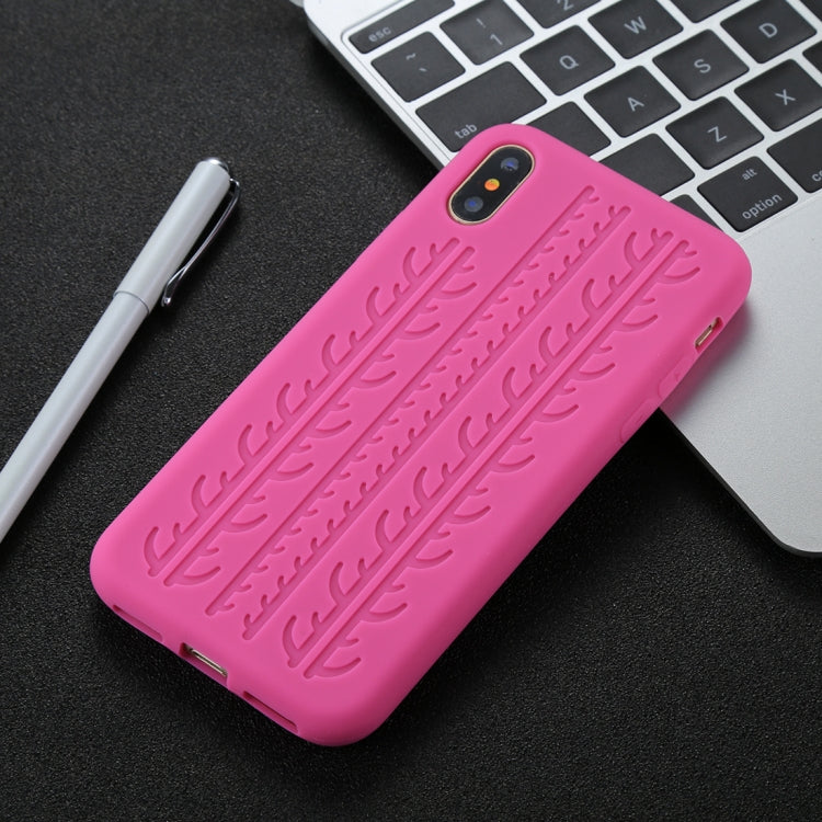 For iPhone X / XS Tire Texture Candy Color Silicone Soft