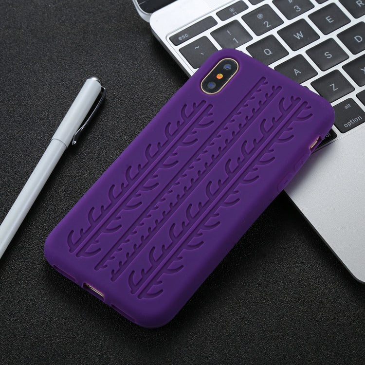 For iPhone X / XS Tire Texture Candy Color Silicone Soft