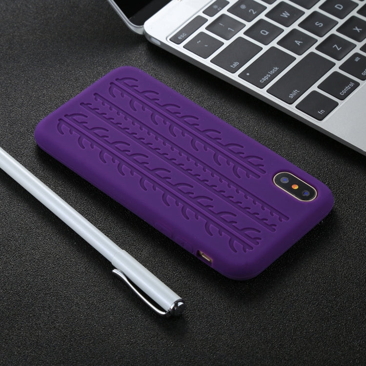 For iPhone X / XS Tire Texture Candy Color Silicone Soft