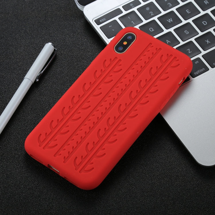 For iPhone X / XS Tire Texture Candy Color Silicone Soft