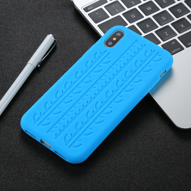 For iPhone X / XS Tire Texture Candy Color Silicone Soft