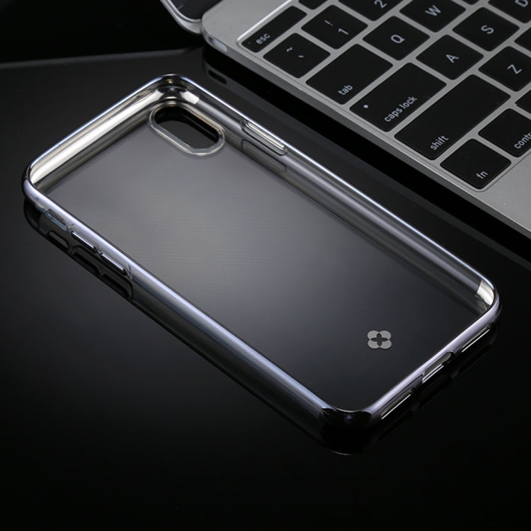 For iPhone X / XS TOTUDESIGN Plating + TPU Transparent Soft Protective Back Cover Case(Grey)