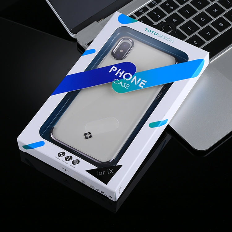 For iPhone X / XS TOTUDESIGN Plating + TPU Transparent Soft Protective Back Cover Case(Grey)