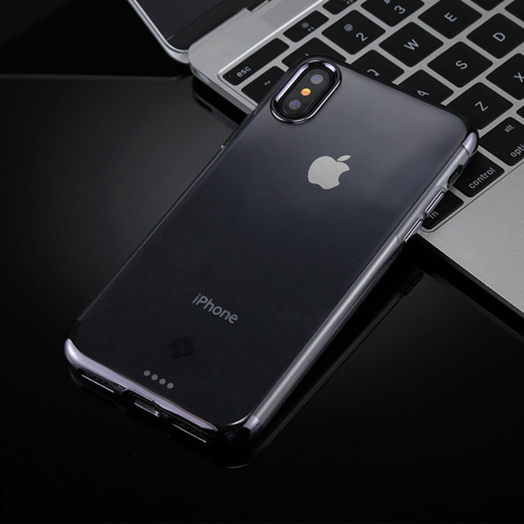 For iPhone X / XS TOTUDESIGN Plating + TPU Transparent Soft Protective Back Cover Case(Grey)
