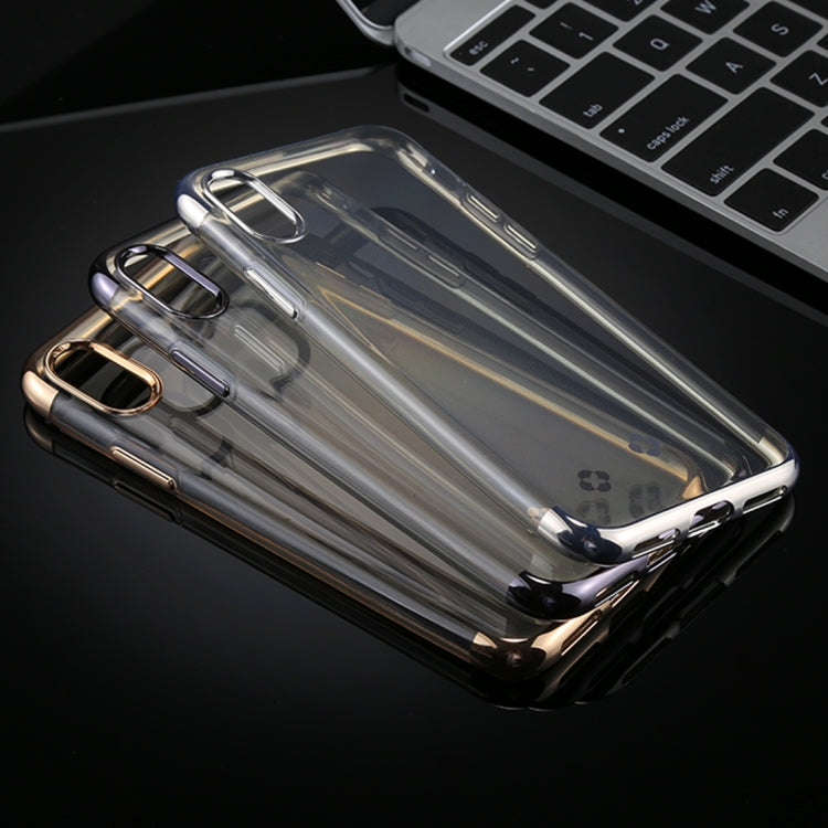 For iPhone X / XS TOTUDESIGN Plating + TPU Transparent Soft Protective Back Cover Case(Grey)