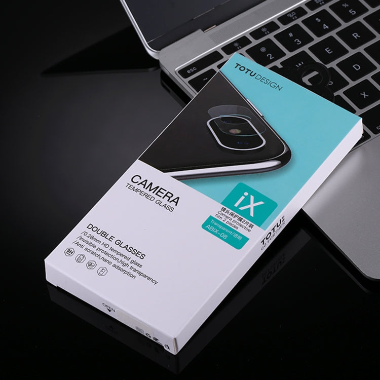 For iPhone X 2pcs TOTUDESIGN 0.28mm Transparent Rear Camera Lens Protector Tempered Glass Protective Film