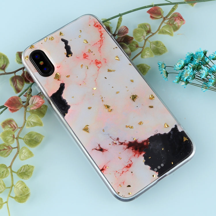 For iPhone X / XS Marble Pattern with Gold Foil TPU Protective Back Cover