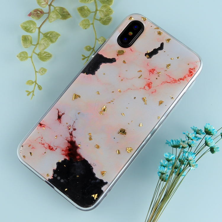 For iPhone X / XS Marble Pattern with Gold Foil TPU Protective Back Cover