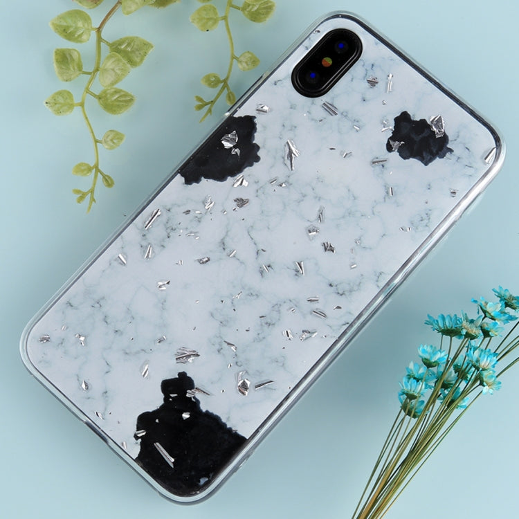 For iPhone X / XS Marble Pattern with Gold Foil TPU Protective Back Cover