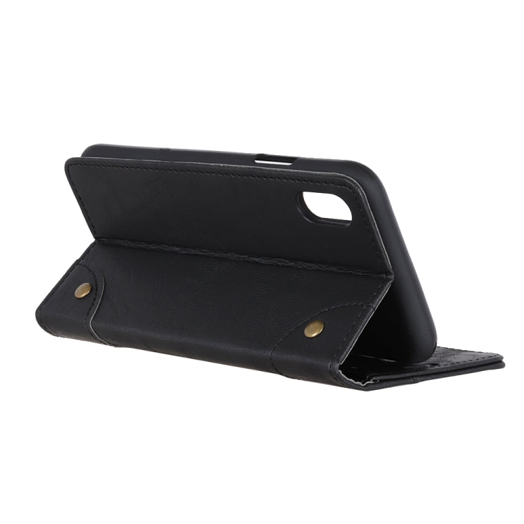 For iPhone X / XS Copper Buckle Retro Crazy Horse Texture Horizontal Flip Leather Case with Holder & Card Slots & Wallet