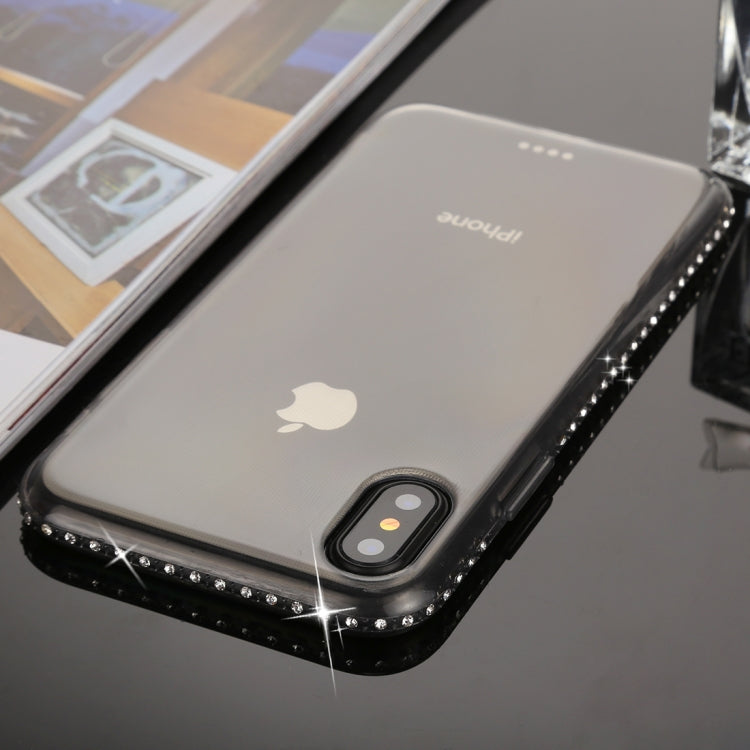 For iPhone X / XS Diamond Border TPU Transparent Protective Back Cover Case
