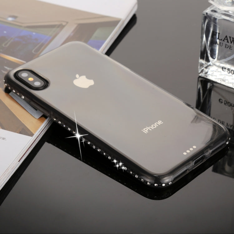 For iPhone X / XS Diamond Border TPU Transparent Protective Back Cover Case