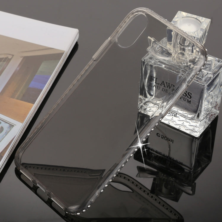 For iPhone X / XS Diamond Border TPU Transparent Protective Back Cover Case
