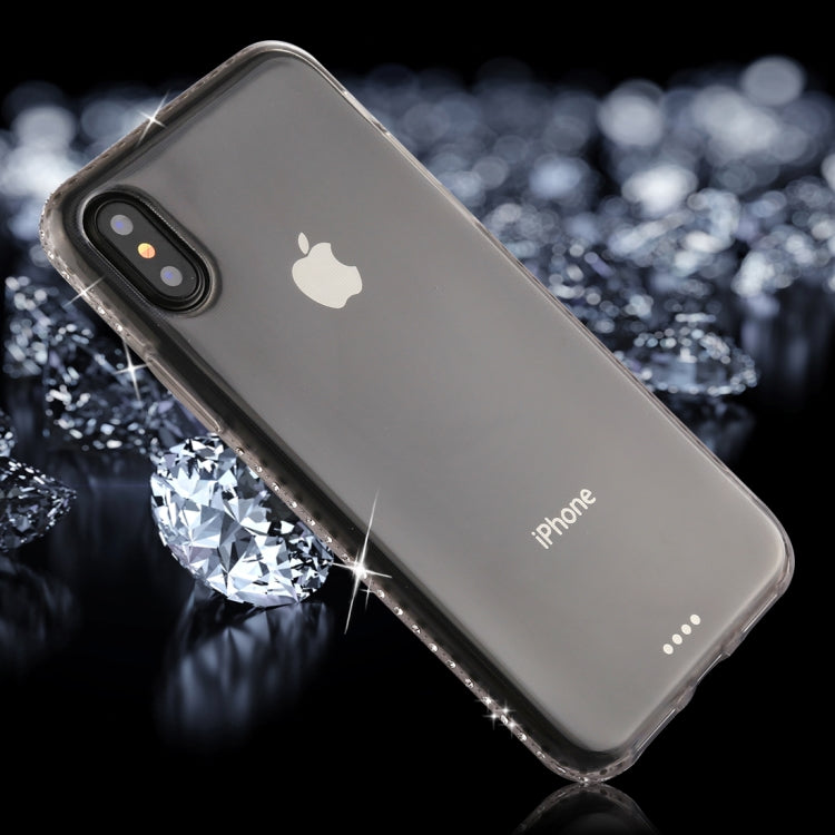 For iPhone X / XS Diamond Border TPU Transparent Protective Back Cover Case