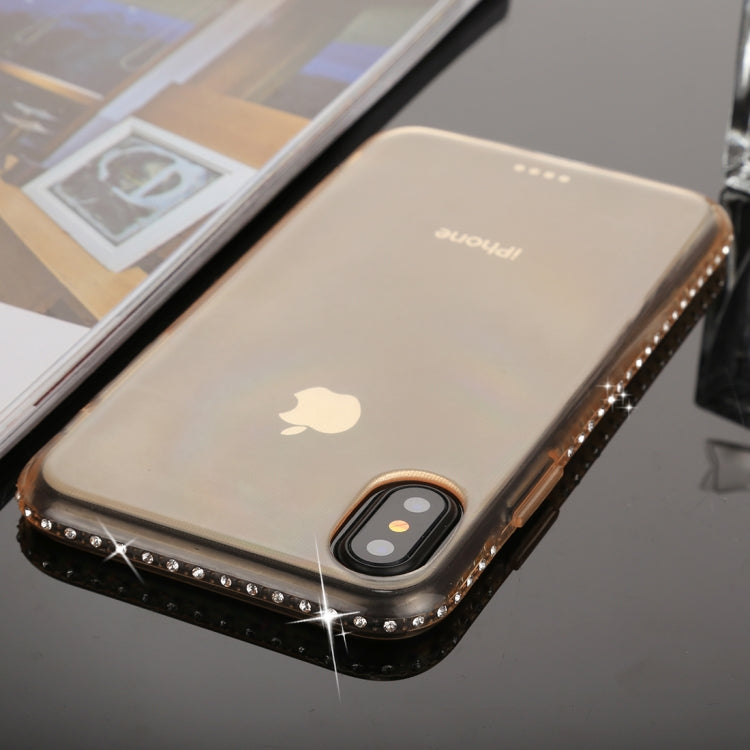 For iPhone X / XS Diamond Border TPU Transparent Protective Back Cover Case