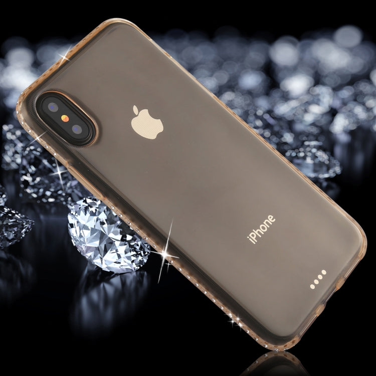 For iPhone X / XS Diamond Border TPU Transparent Protective Back Cover Case