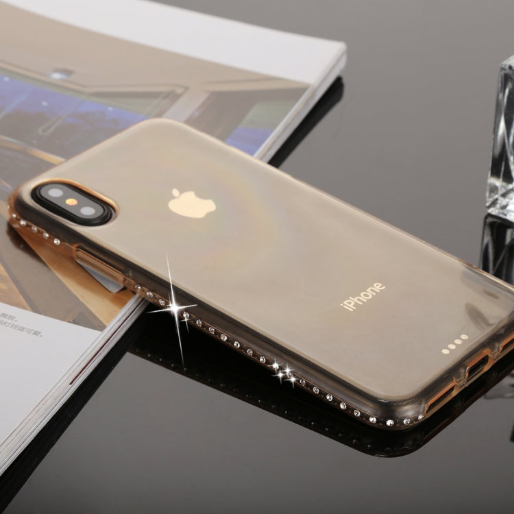 For iPhone X / XS Diamond Border TPU Transparent Protective Back Cover Case