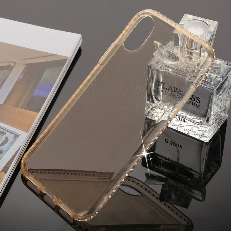 For iPhone X / XS Diamond Border TPU Transparent Protective Back Cover Case