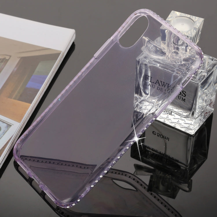 For iPhone X / XS Diamond Border TPU Transparent Protective Back Cover Case