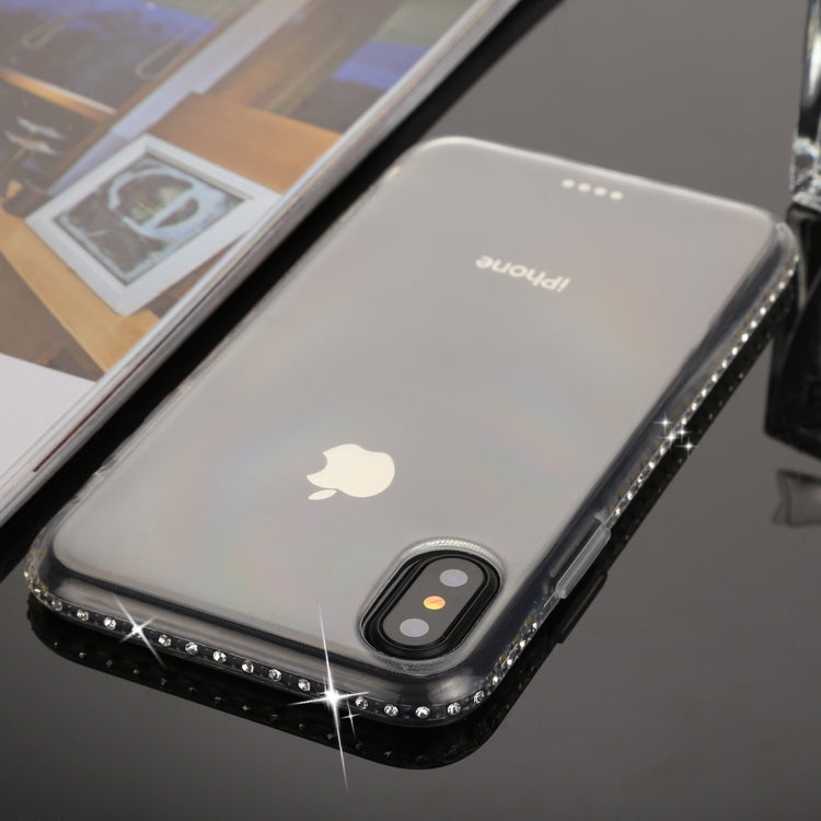 For iPhone X / XS Diamond Border TPU Transparent Protective Back Cover Case