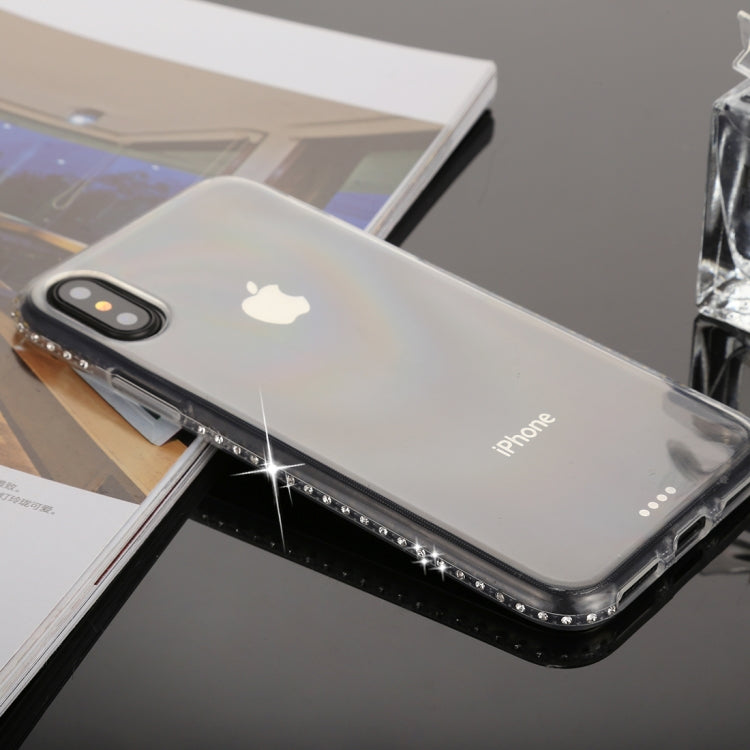 For iPhone X / XS Diamond Border TPU Transparent Protective Back Cover Case